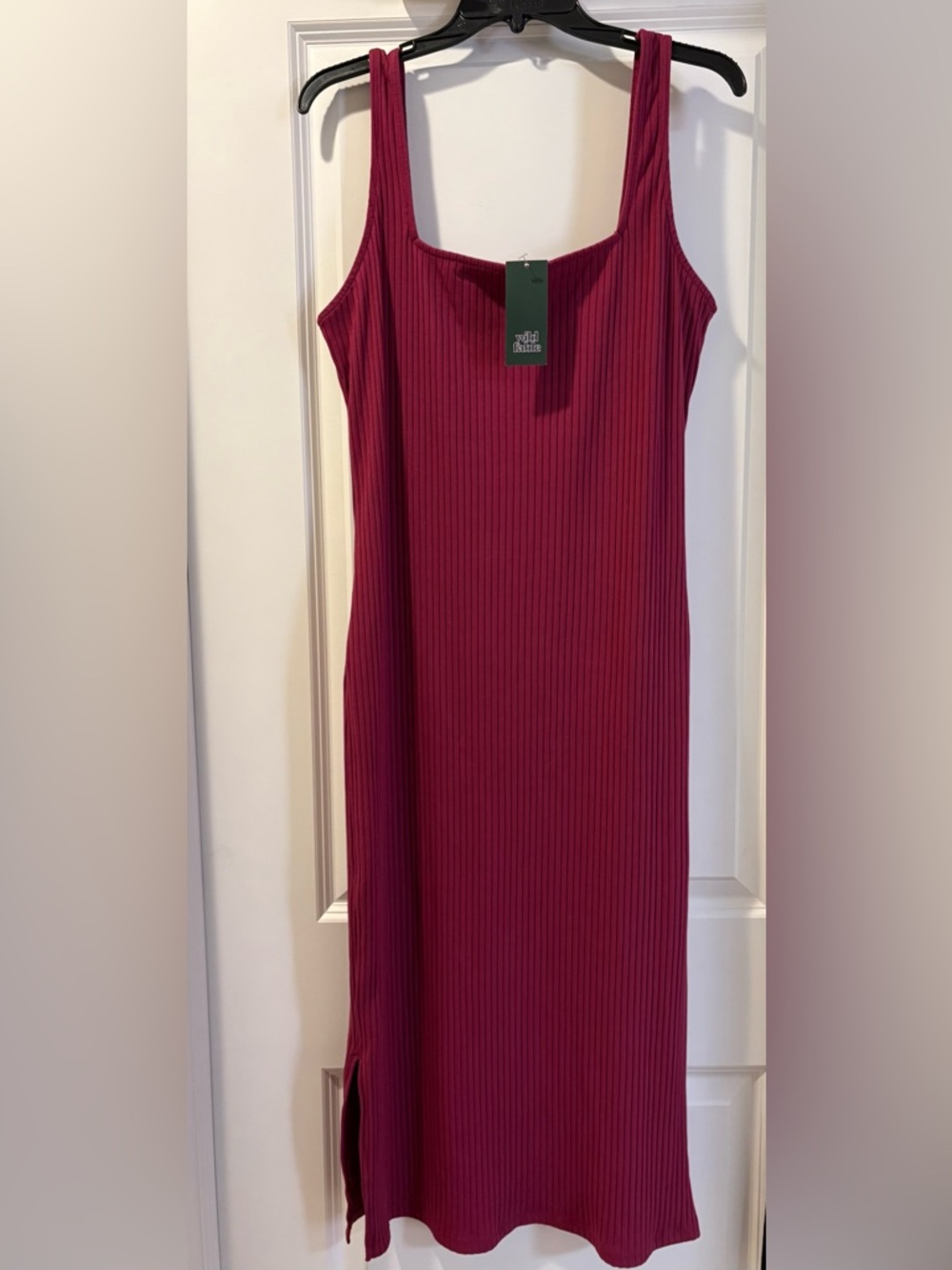 wild fable Strapless Ribbed Dress in Burgundy